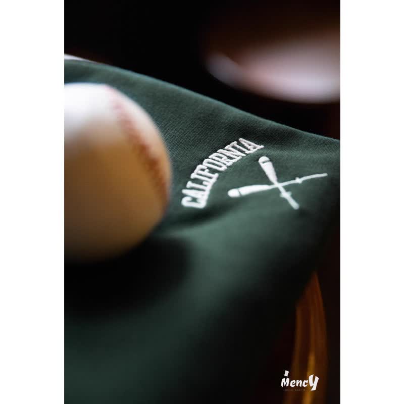 CALIFORNIA&野球バット刺繍入り　襟配色ポロシャツ