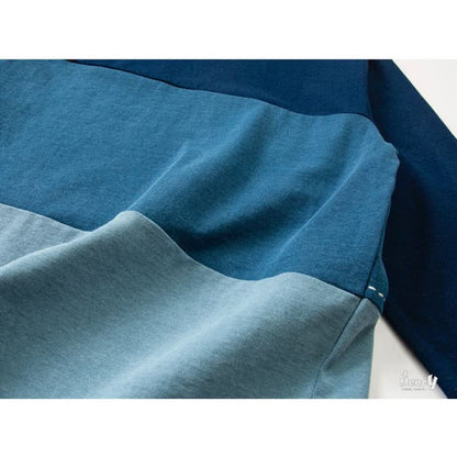 【数量限定】職人手作り　藍染配色切替ロングTシャツ