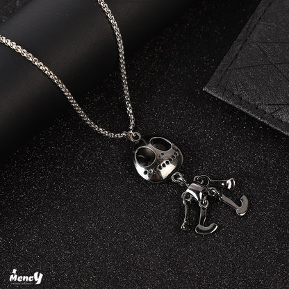 Skull & Bone Design Gothic Silver Necklace