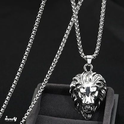 Sterling Silver Lion Men's Necklace