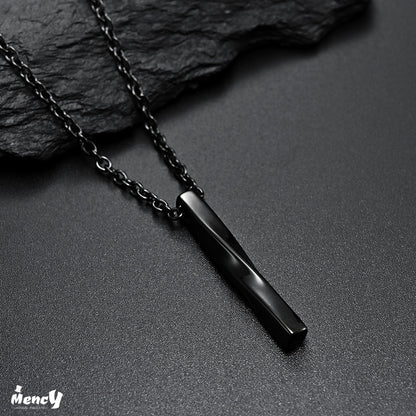 Necklace Men's 316L Surgical Stainless Steel Simple Stick Silver & Matte Black