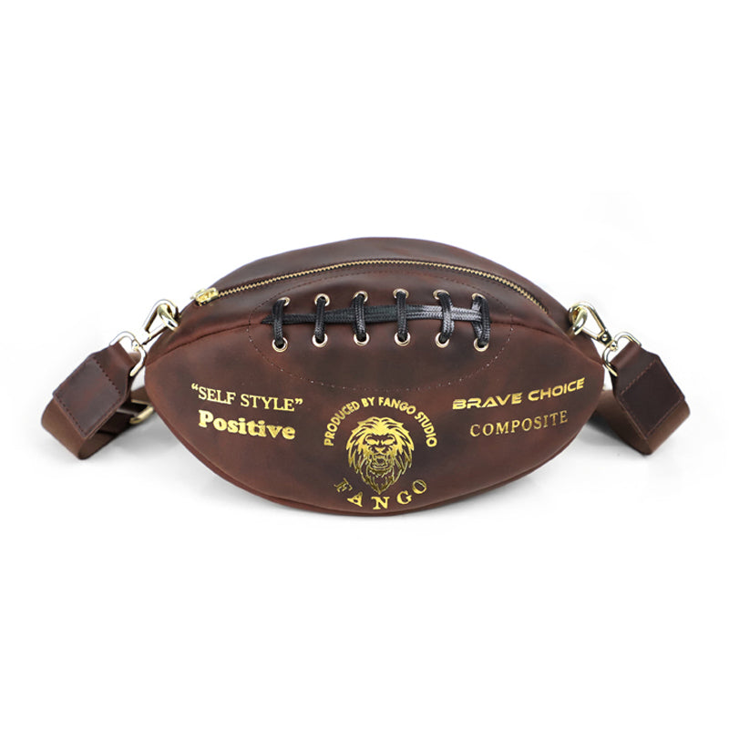 Crazy horse leather rugby ball bag