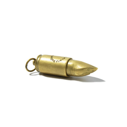 真鍮製サメ弾丸ペンダント　本革チェーンネックレス
