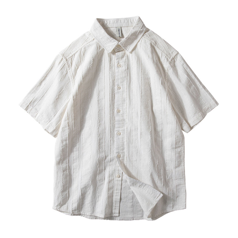 ジャカード織り綿麻ワークシャツ