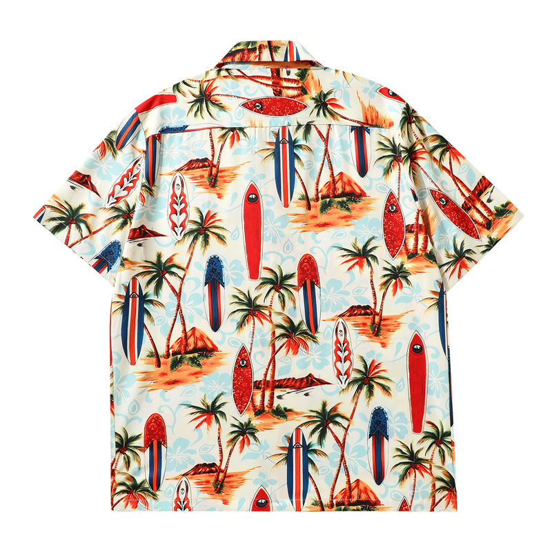 HAWAII ALOHA 「サーフボード&ヤシの木」アロハシャツ