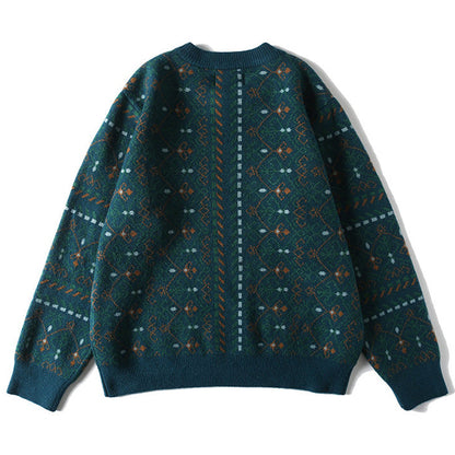 幾何学小柄　ジャカード織ニットセーター