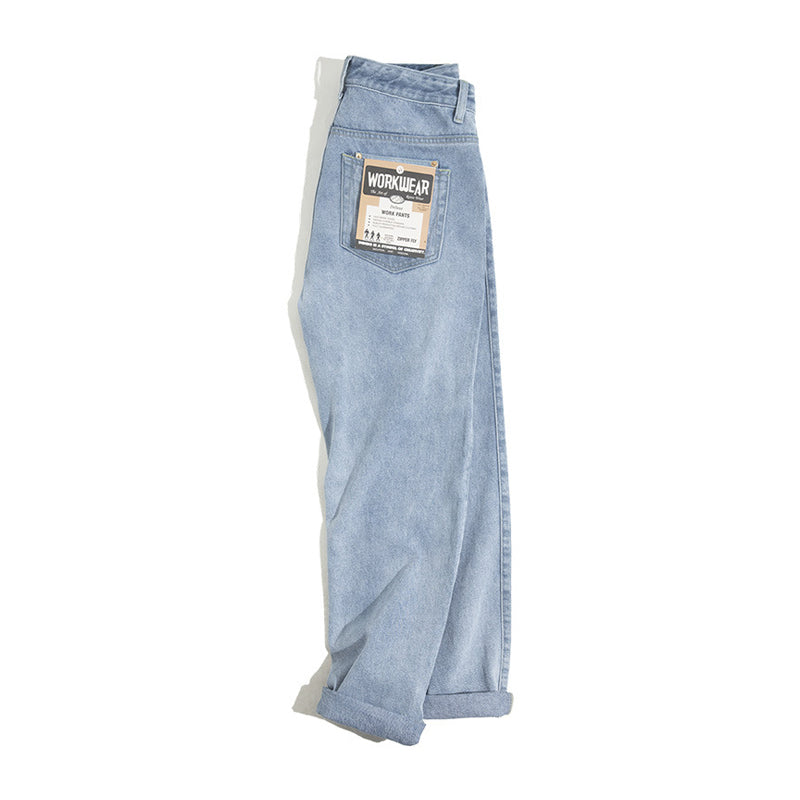 Dad Jeans ストレートコットンデニムパンツ