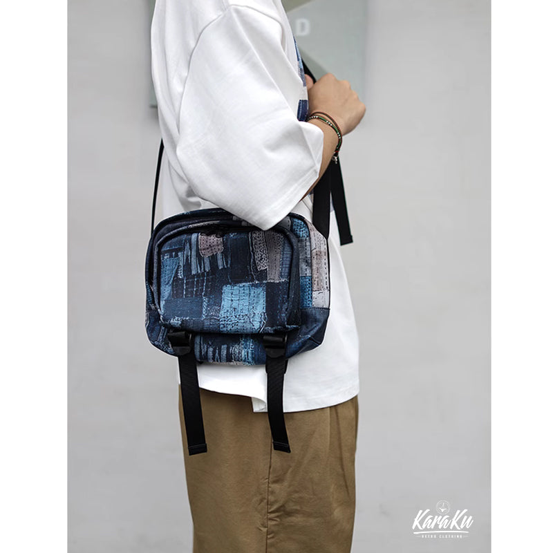 Sashiko x BORO digital print crossbody bag
