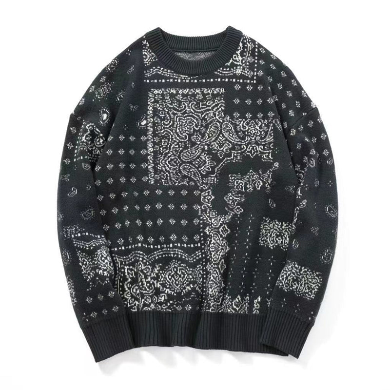 Paisley allover knit sweater