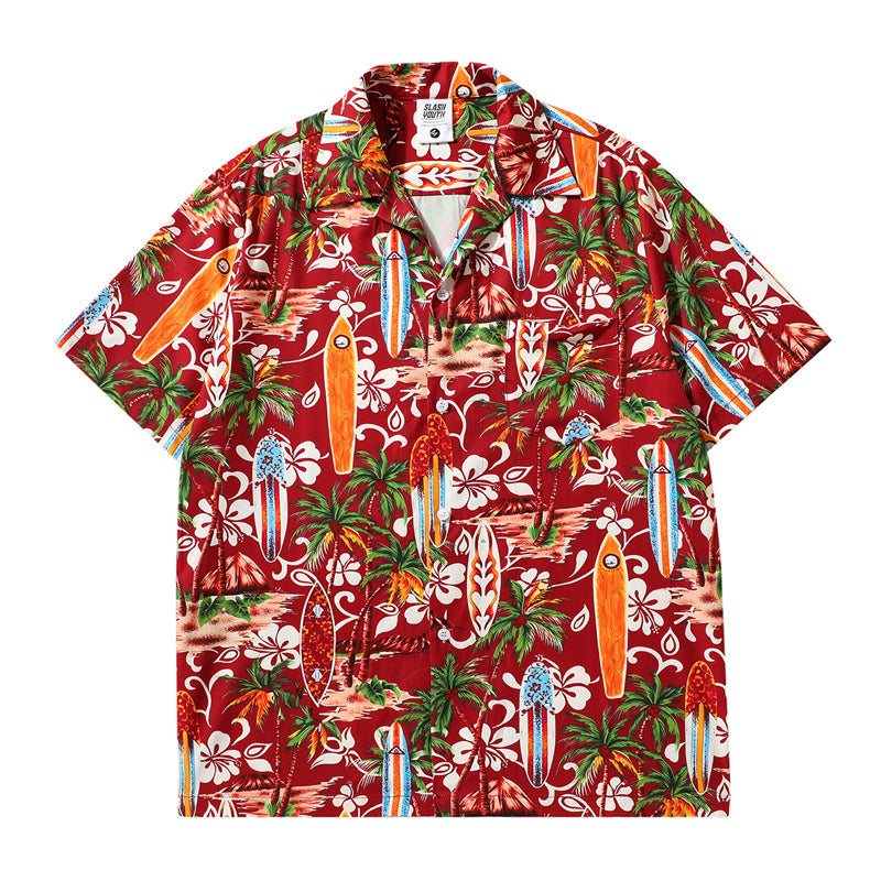 HAWAII ALOHA 「サーフボード&ヤシの木」アロハシャツ