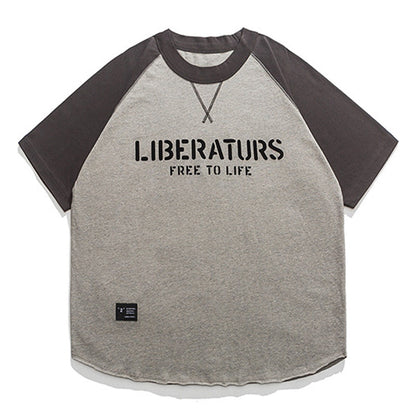 フロッキング「LIBERATURS」 ラグランスリーブTシャツ