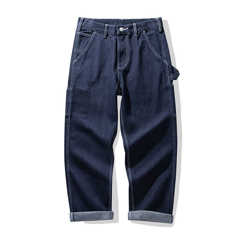 Choose from 2 types of raw denim and striped denim multi-pocket work pants