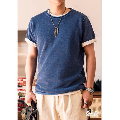 【夏限定】藍染　ニットクルーネックTシャツ