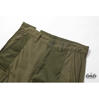 Outdoor wide cargo pants with same color switching