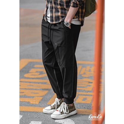 Quick-dry x modified hem zipper American casual straight functional cargo pants