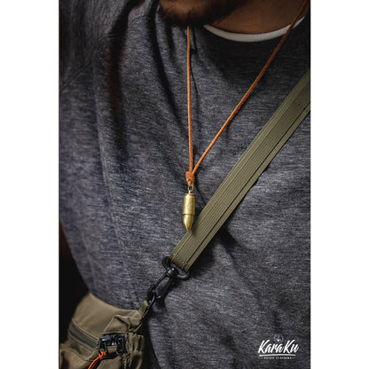 Brass shark bullet pendant genuine leather chain necklace