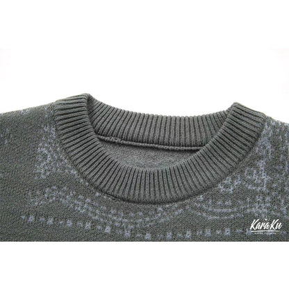 Paisley allover knit sweater