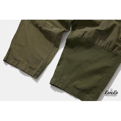 Outdoor wide cargo pants with same color switching