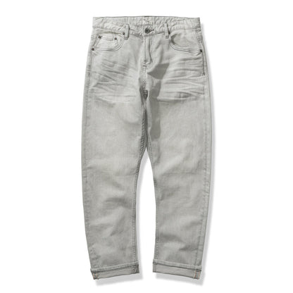 Washed light gray denim pants
